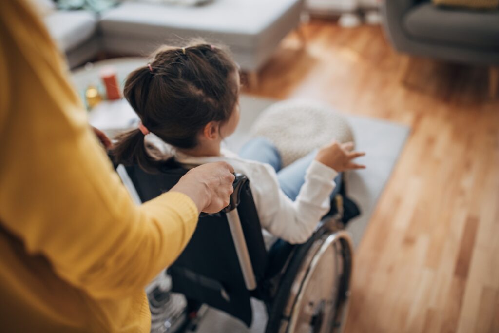 Mom with her disabled daughter